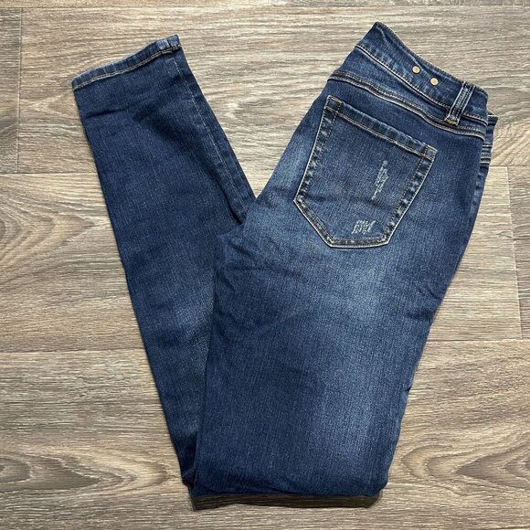 CAbi Jeans Size 4 Style 3752 Original Wash Skinny Denim Dark Wash Distressed - Picture 12 of 12